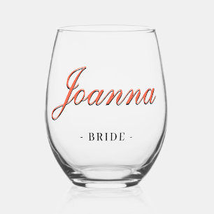 Persimmon 3D Eleganter Name Bridesmaid Weinglas Ohne Stiel