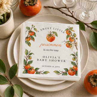 Persimmon-Babyparty mit Wasserfarben personalisier Serviette