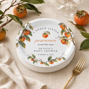 Persimmon-Babyshower im Wasserfarblook personalisi Pappteller