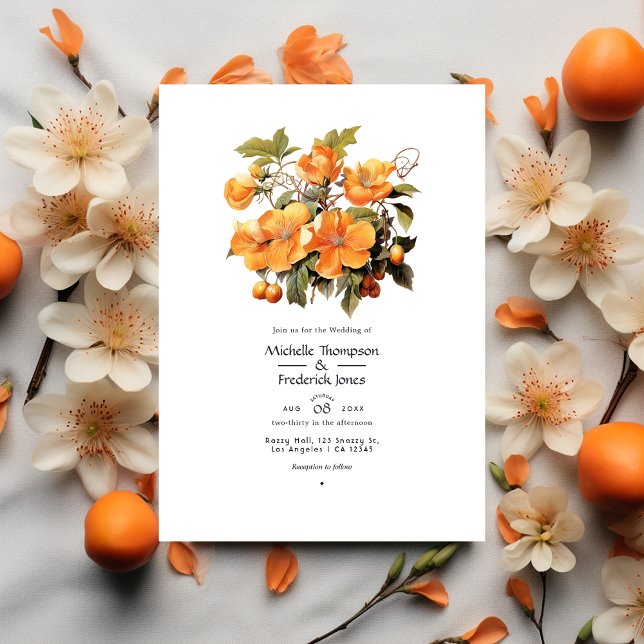 Persimmon Floral Wedding Einladung (Von Creator hochgeladen)