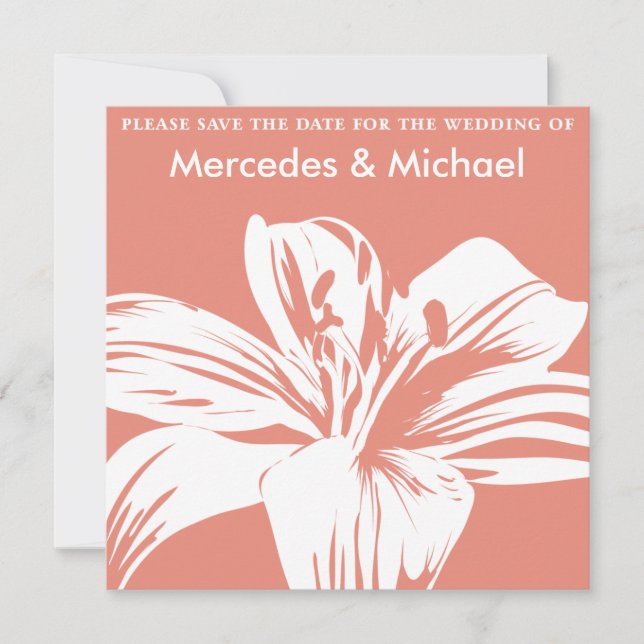 Persimmon Lily Bloom Save the Date Einladung (Vorderseite)