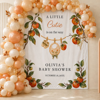 Persimmon Little Cutie Baby Shower Hintergrund Wandteppich