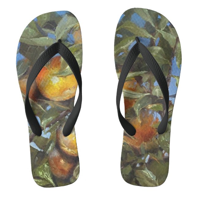 Persimmon Obstbaum Schönes Original Kunstwerk Flip Flops (Fußbett)