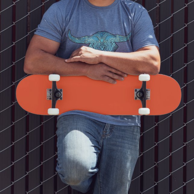 Persimmon Orange Solid Color | Classic | elegant Skateboard (Außenbereich 3)
