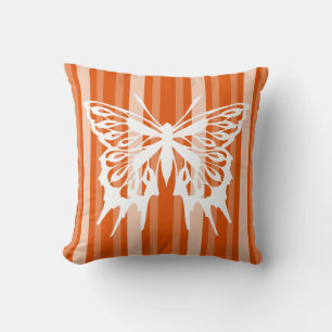 Persimmon Viktorianisch Strip mit Schmetterling Kissen