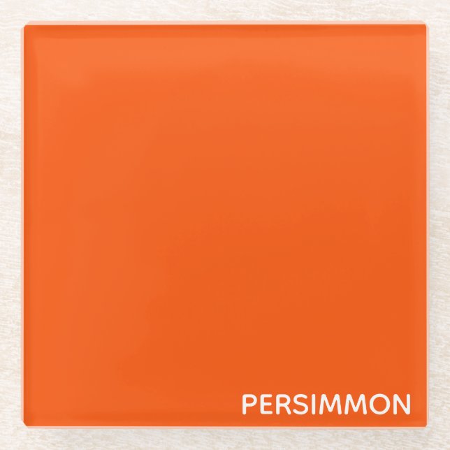 Persimmonroter Farbname Glasuntersetzer (Vorderseite)