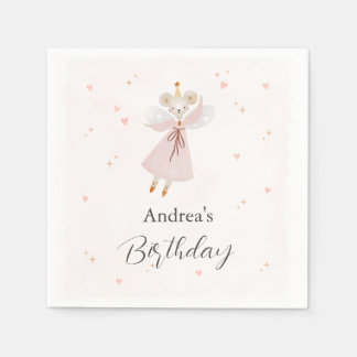 Persinalized Pastel Pink Baby Mouse Cute Napkin Serviette