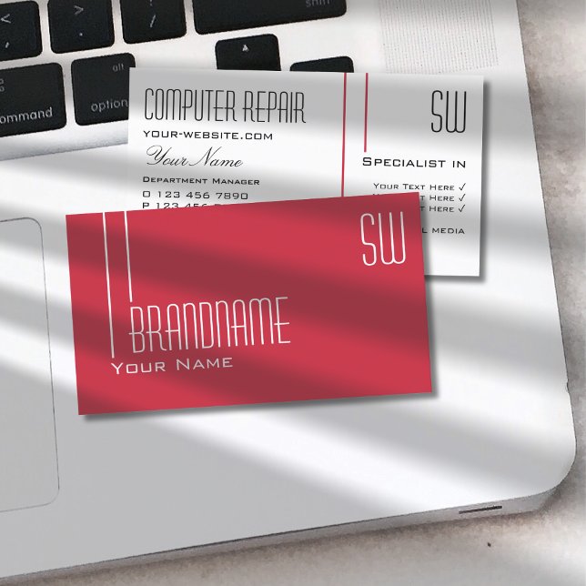 Persisch rot und weiß mit Initialen Beruflich Visitenkarte (Von Creator hochgeladen)