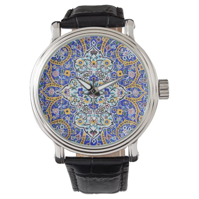 Persische aufwändige Wandmaluhr Armbanduhr (Vorderseite)