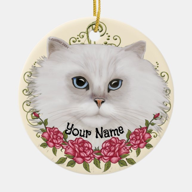 Persische Cat-Rose Keramik Ornament (Vorne)