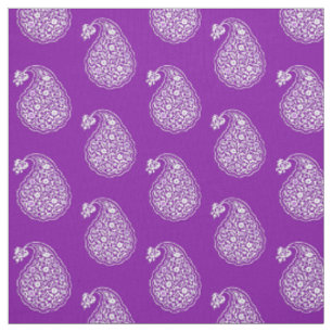 Persische Fliese Paisley - Weiß auf amethyst Lila Stoff
