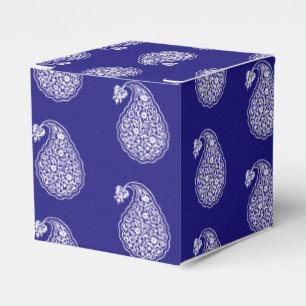Persische Fliese Paisley - Weiß auf Indigoblau Geschenkschachtel