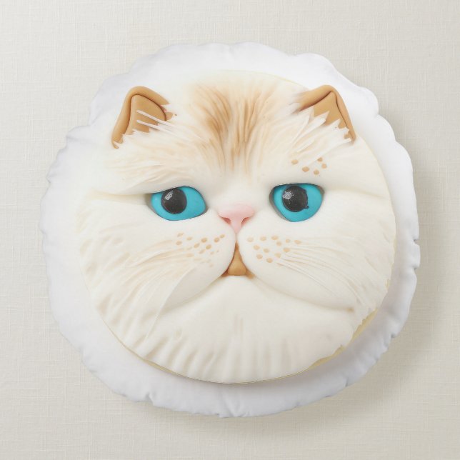 Persische Katze 3D Inspiriert Rundes Kissen (Vorderseite)