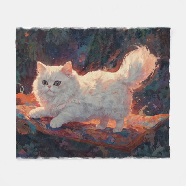 Persische Katze auf einem fliegenden Teppich Fleecedecke (Vorderseite (Horizontal))