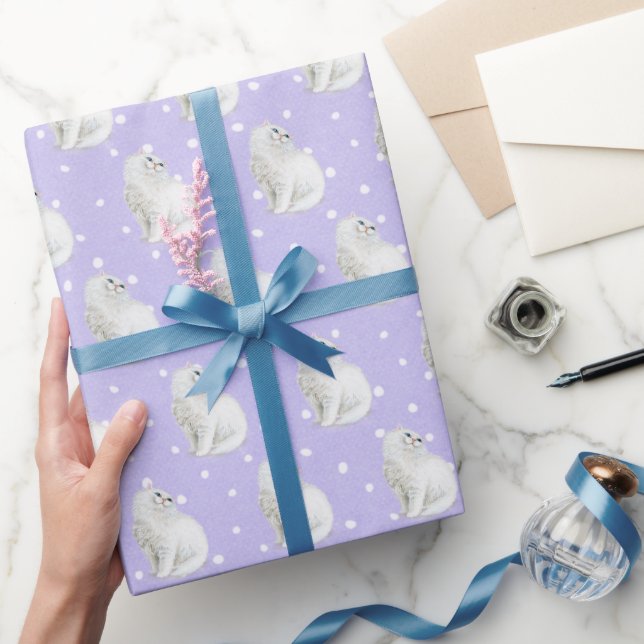 Persische Katze auf Punkten Geschenkpapier (Schenken)