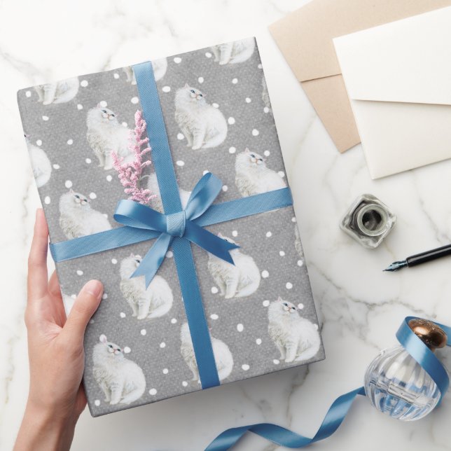 Persische Katze auf Punkten Geschenkpapier (Schenken)