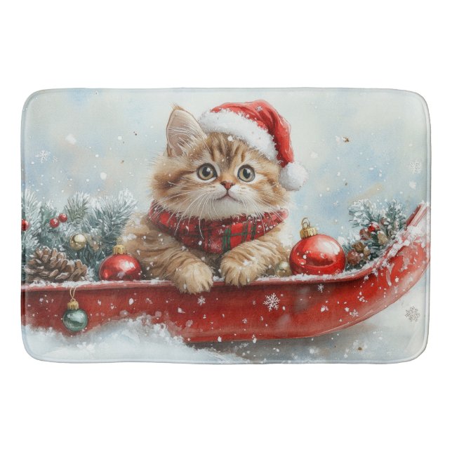 Persische Katze in Sledge Let it Schnee Weihnachte Badematte (Vorderseite)