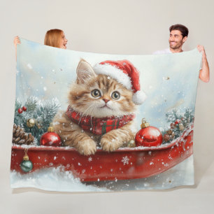 Persische Katze in Sledge Let it Schnee Weihnachte Fleecedecke