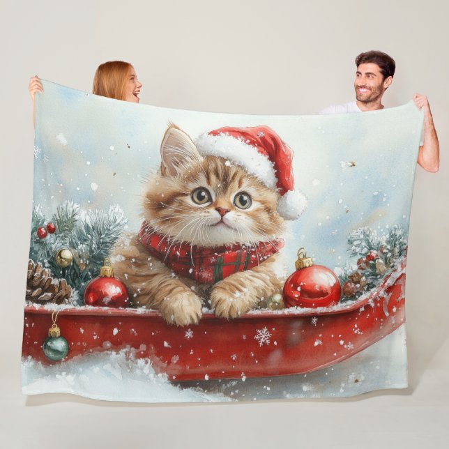 Persische Katze in Sledge Let it Schnee Weihnachte Fleecedecke (Beispiel)