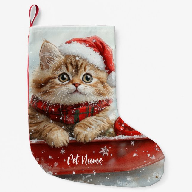 Persische Katze in Sledge Let it Schnee Weihnachte Kleiner Weihnachtsstrumpf (Vorderseite)