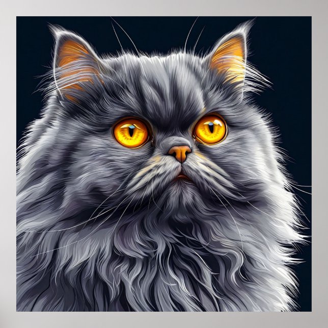 Persische Katze mit hellen, orangefarbenen Augen Poster (Vorne)