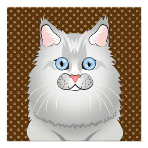 Persische Katze (Puppen-Gesicht) Cartoon Fotodruck