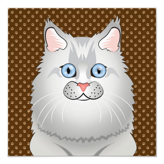 Persische Katze (Puppen-Gesicht) Cartoon Fotodruck (Vorne)