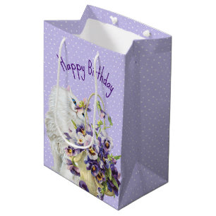 Persische Katze und Pansy Basket Mittlere Geschenktüte