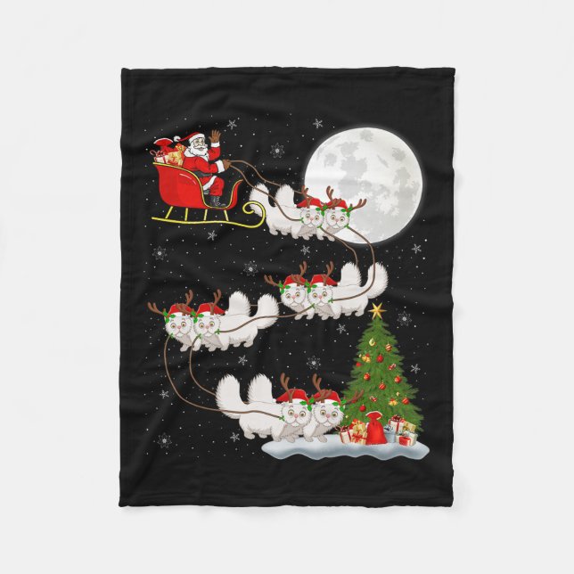 Persische Katze Weihnachtsmann Schlitten Fliegend  Fleecedecke (Vorderseite)