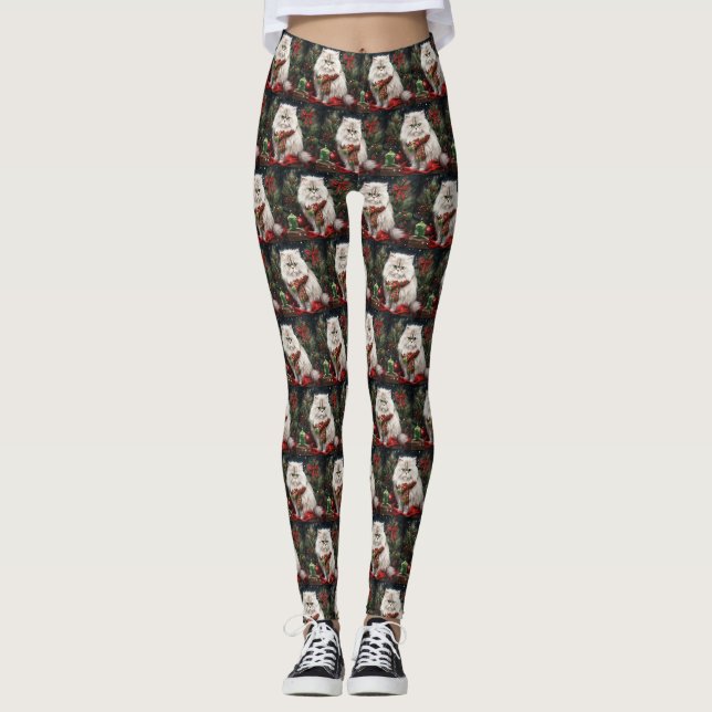 Persische Katze zu Schnee Weihnachten Leggings (Vorderseite)
