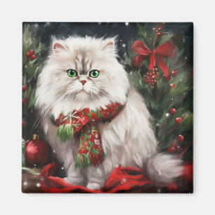 Persische Katze zu Schnee Weihnachten Magnet