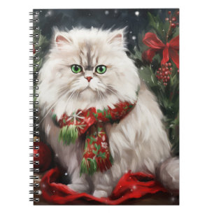Persische Katze zu Schnee Weihnachten Notizblock