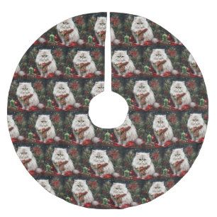 Persische Katze zu Schnee Weihnachten Polyester Weihnachtsbaumdecke