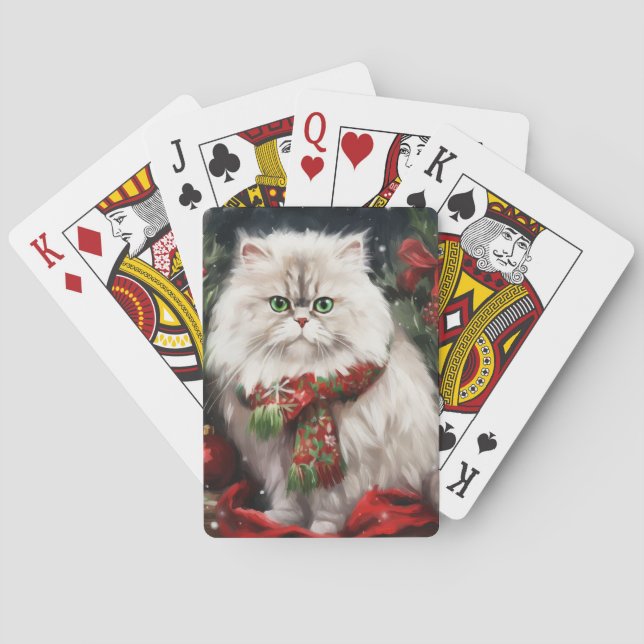 Persische Katze zu Schnee Weihnachten Spielkarten (Rückseite)