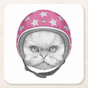 Persische Katzen-Motorrad-Reiter Rechteckiger Pappuntersetzer