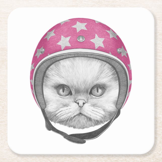 Persische Katzen-Motorrad-Reiter Rechteckiger Pappuntersetzer (Vorderseite)