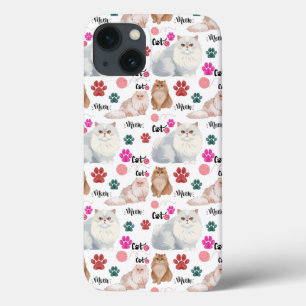 Persische Katzen und Pfoten, wasserfarbig, nahtlos Case-Mate iPhone Hülle