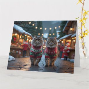 Persische Katzen Weihnachtsschneeferien Karte