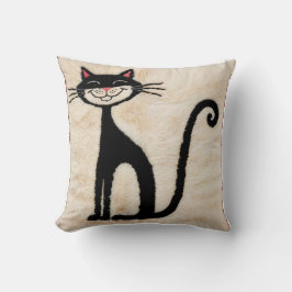 Persische Katzenkatze Schwarz und Weiß Kilim Cushi Kissen