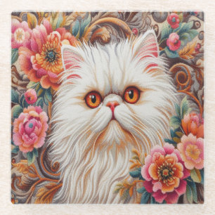 Persische Kitten Blume, floral Delight Perserkatze Glasuntersetzer