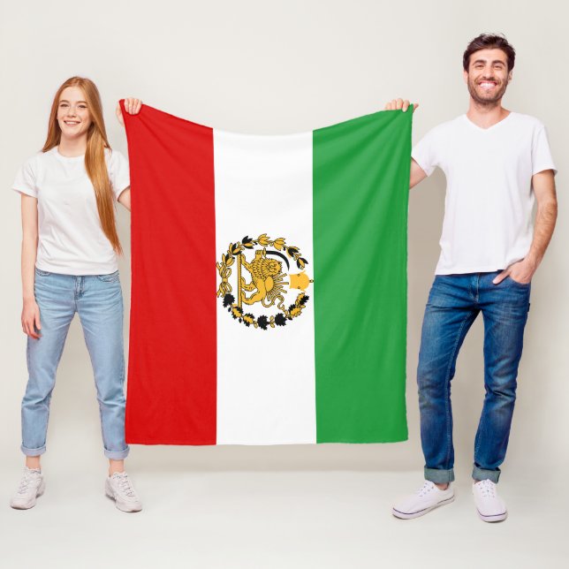 Persische Löwen und Sonnenflagge Krone Pahlavi Mon Fleecedecke (Beispiel)