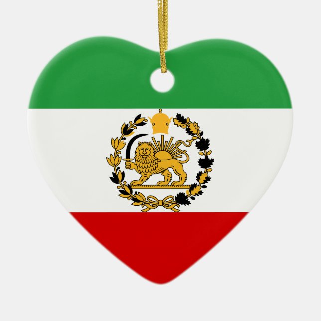 Persische Löwen und Sonnenflagge Krone Pahlavi Mon Keramik Ornament (Vorne)
