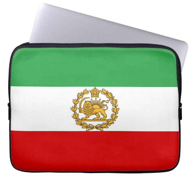 Persische Löwen und Sonnenflagge Krone Pahlavi Mon Laptopschutzhülle (Vorderseite)