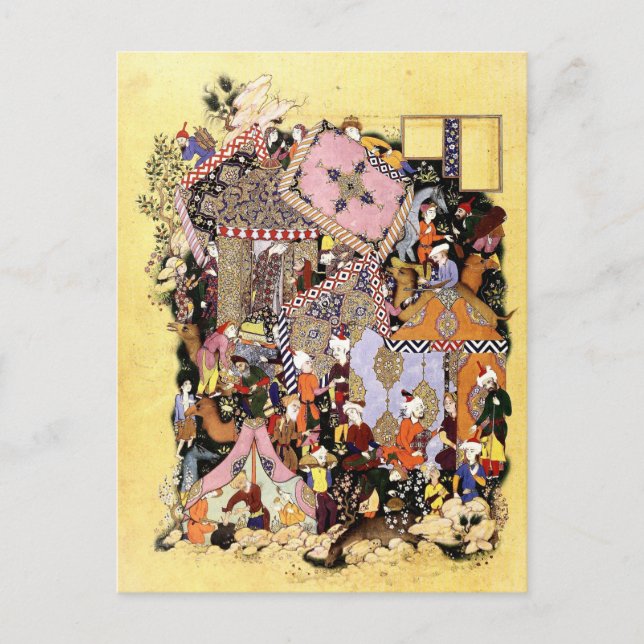 Persische Miniatur: Majnun erreicht Layla Caravan Postkarte (Vorderseite)