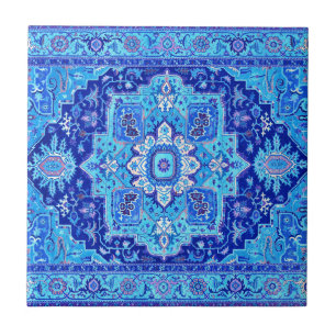 PERSISCHE WOLLDECKE - Blau Fliese