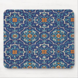 Persischer Fliesen-Mausepad – Elegantes blaues Geo Mousepad