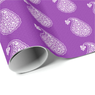 Persischer Fliesenpaisley - weiß auf lila Geschenkpapier