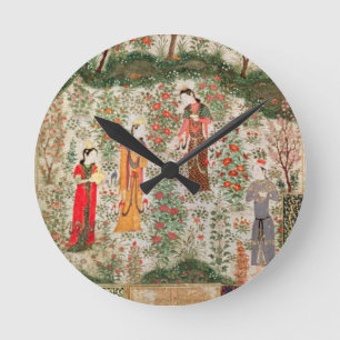 Persischer Garten, 15. Jahrhundert (w/c auf Runde Wanduhr