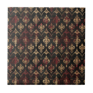 Persischer Gold Damask Noir Muster (5) Fliese