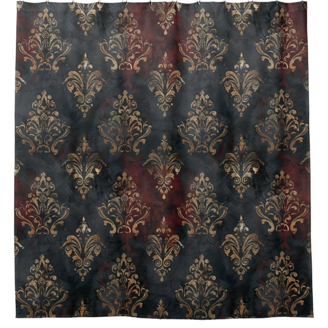 Persischer Gold Damast Noir Muster (2) Duschvorhang (Vorderseite)